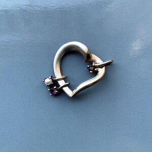 Lenox Sterling Silver Heart Pendant with Gem stones - Garnet Amethyst Pearl